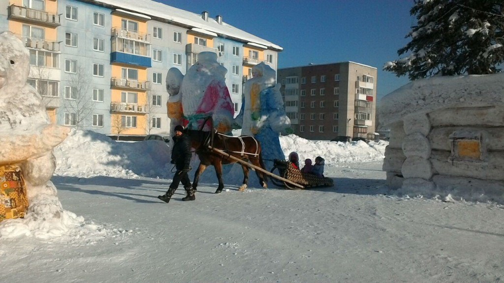 В новогодние каникулы около 4 тыс. детей в Таштаголе бесплатно покатаются на санях, запряженных лошадьми