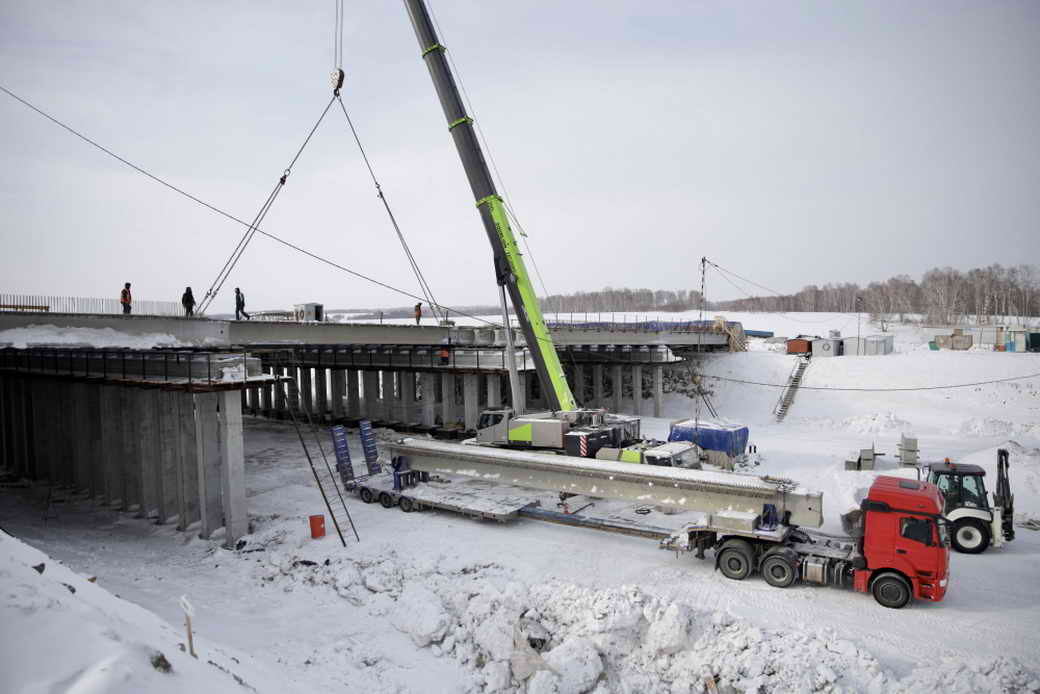 Завершен седьмой этап надвижки металлоконструкций строящегося моста через Томь на обходе Кемерова