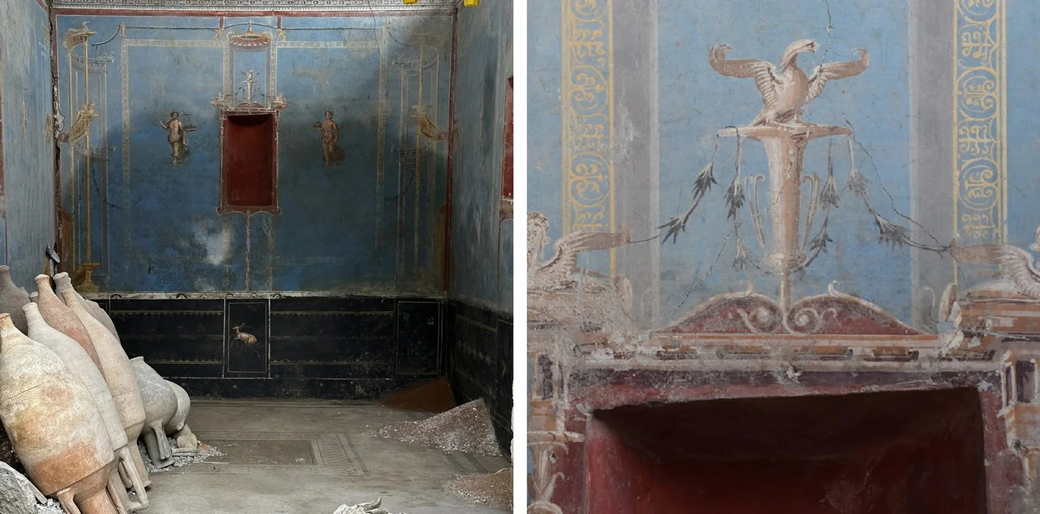 В Помпеях нашли храм с голубыми стенами