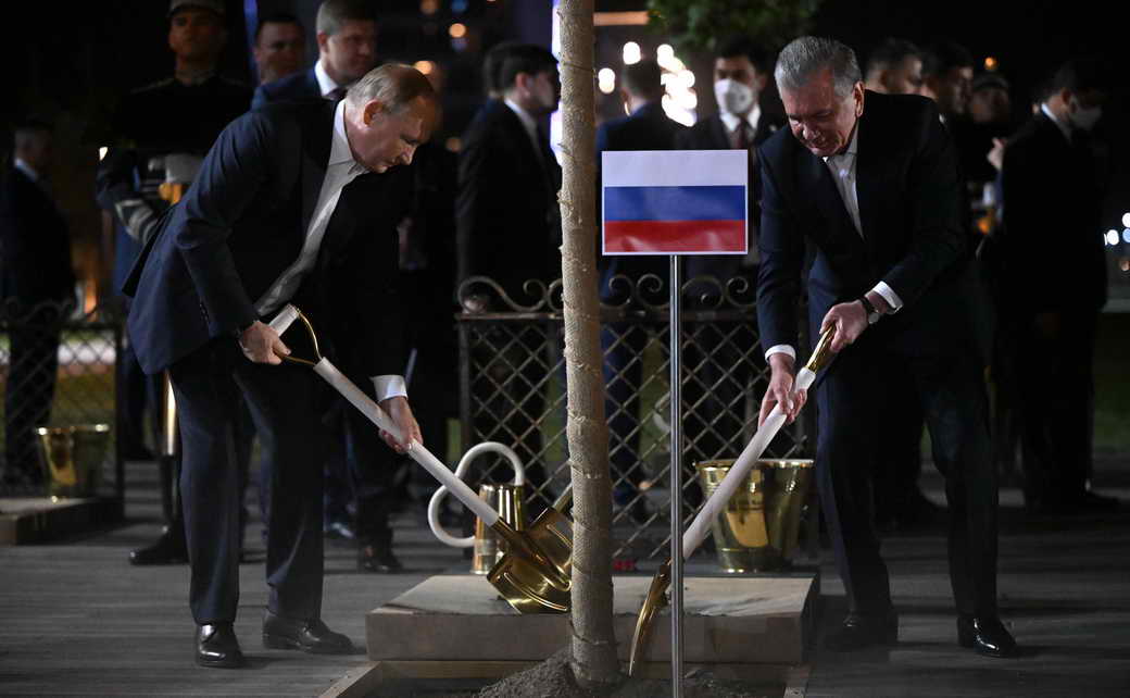 Владимир Путин: Церемония посадки деревьев главами делегаций стран – участниц саммита ШОС