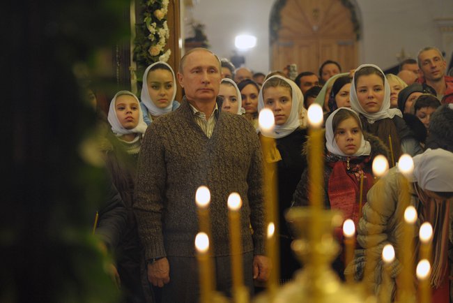 Владимир Путин присутствовал на Рождественском богослужении